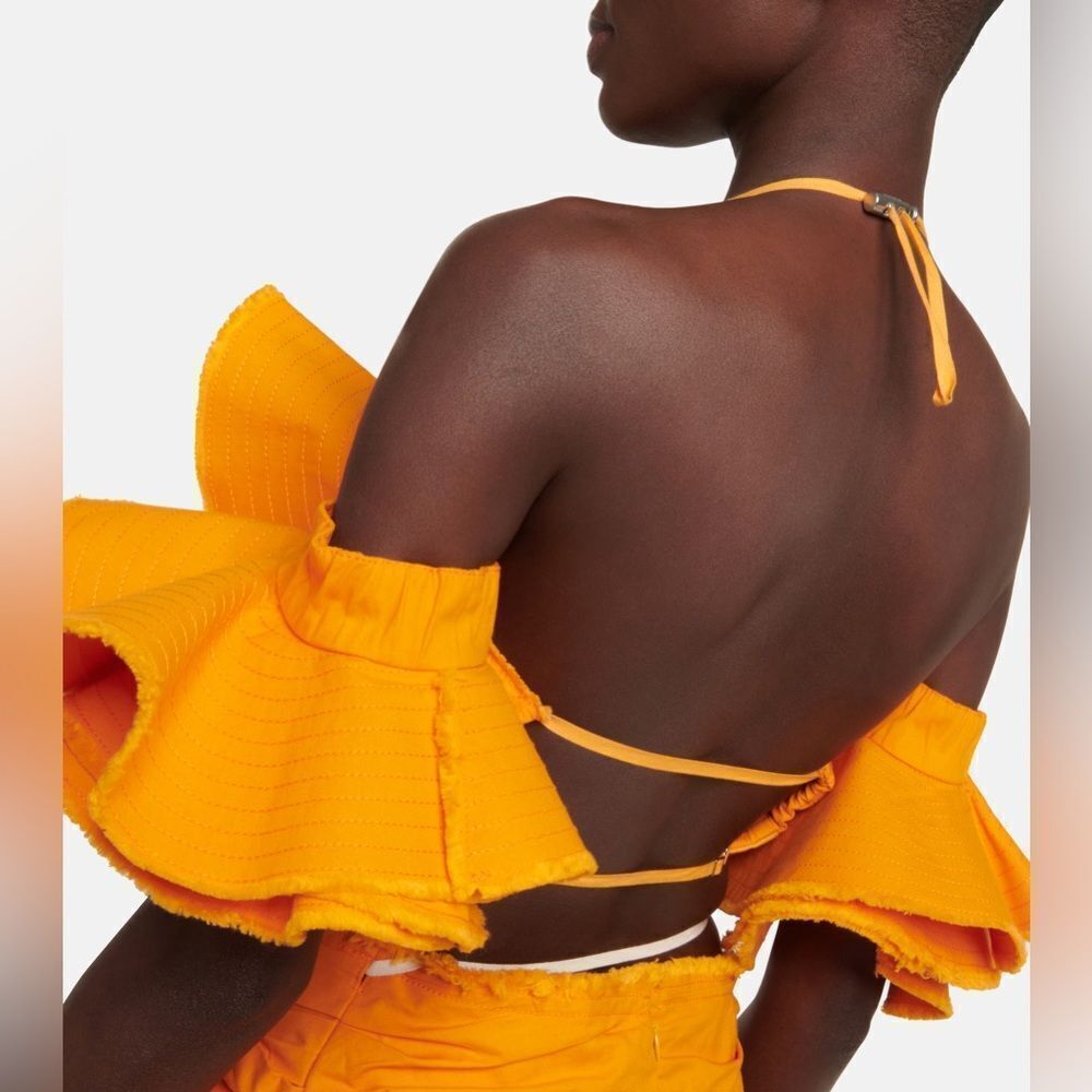NEW JACQUEMUS La Brassière Artichaut cotton crop top in orange - Picture 6 of 17